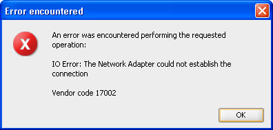 Adapter The could the establish network connection not Error Error:
