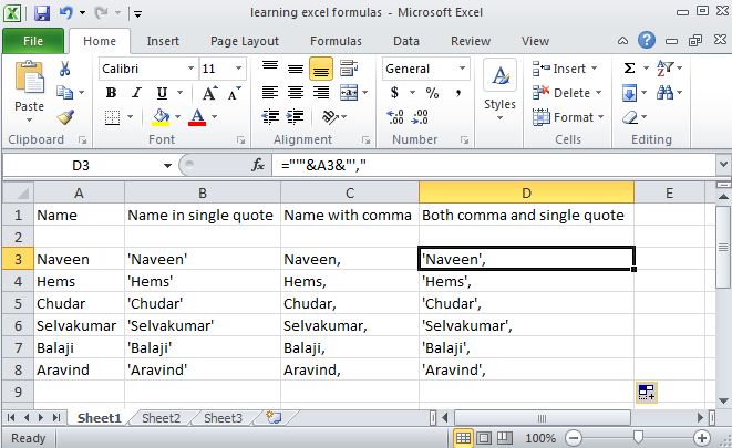 adding-comma-or-single-quotes-for-all-the-rows-in-the-column-excel